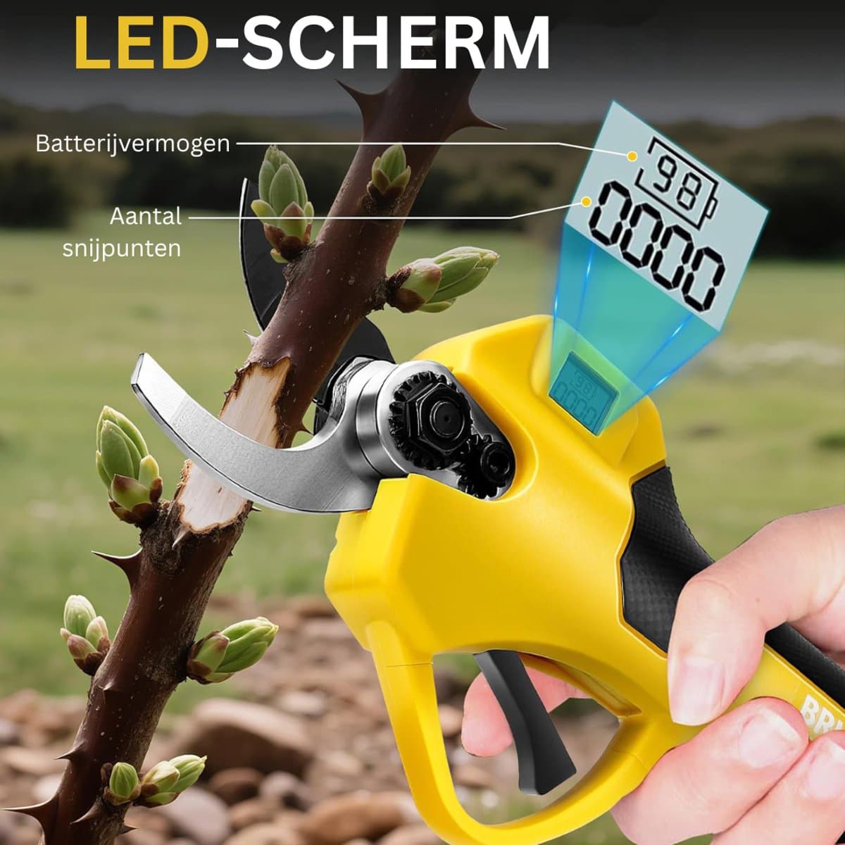 DailySupplies® Telescopische Snoeischaar - Mini Kettingzaag - Heggenschaar - Takkenschaar - Takkenzaag - Elektrische Snoeizaag met Accu - Geel thumbnail 7
