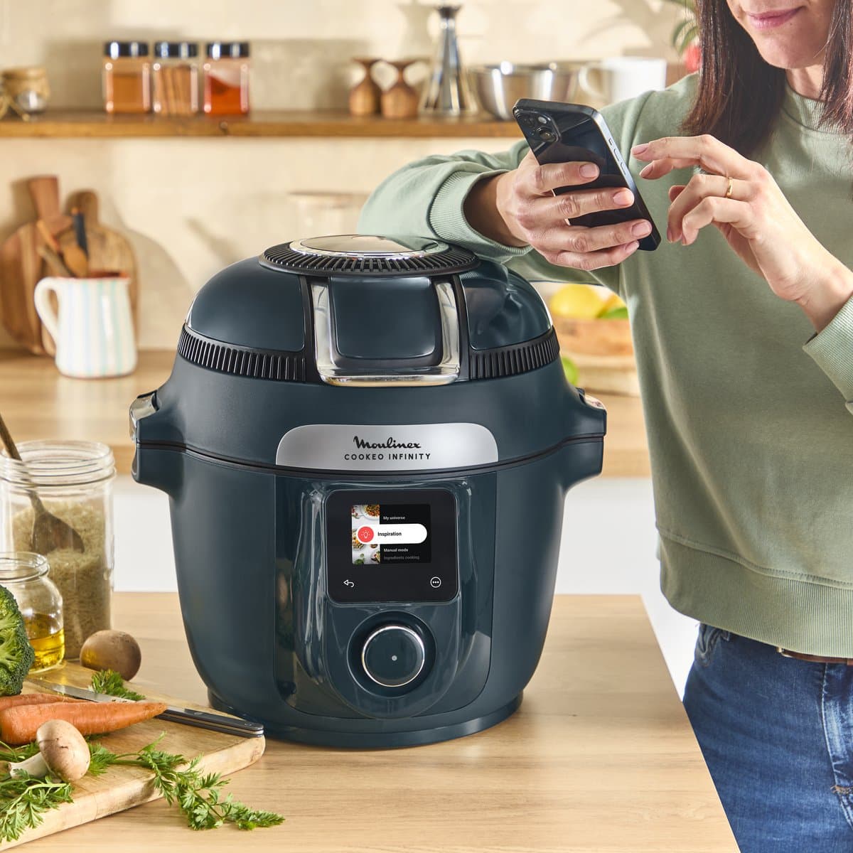 Moulinex Cookeo Infinity CE97GUF0 – Multicooker - 17-in-1 – Snelkoken & airfryer – 6L – Recepten met MyMoulinex app thumbnail 6
