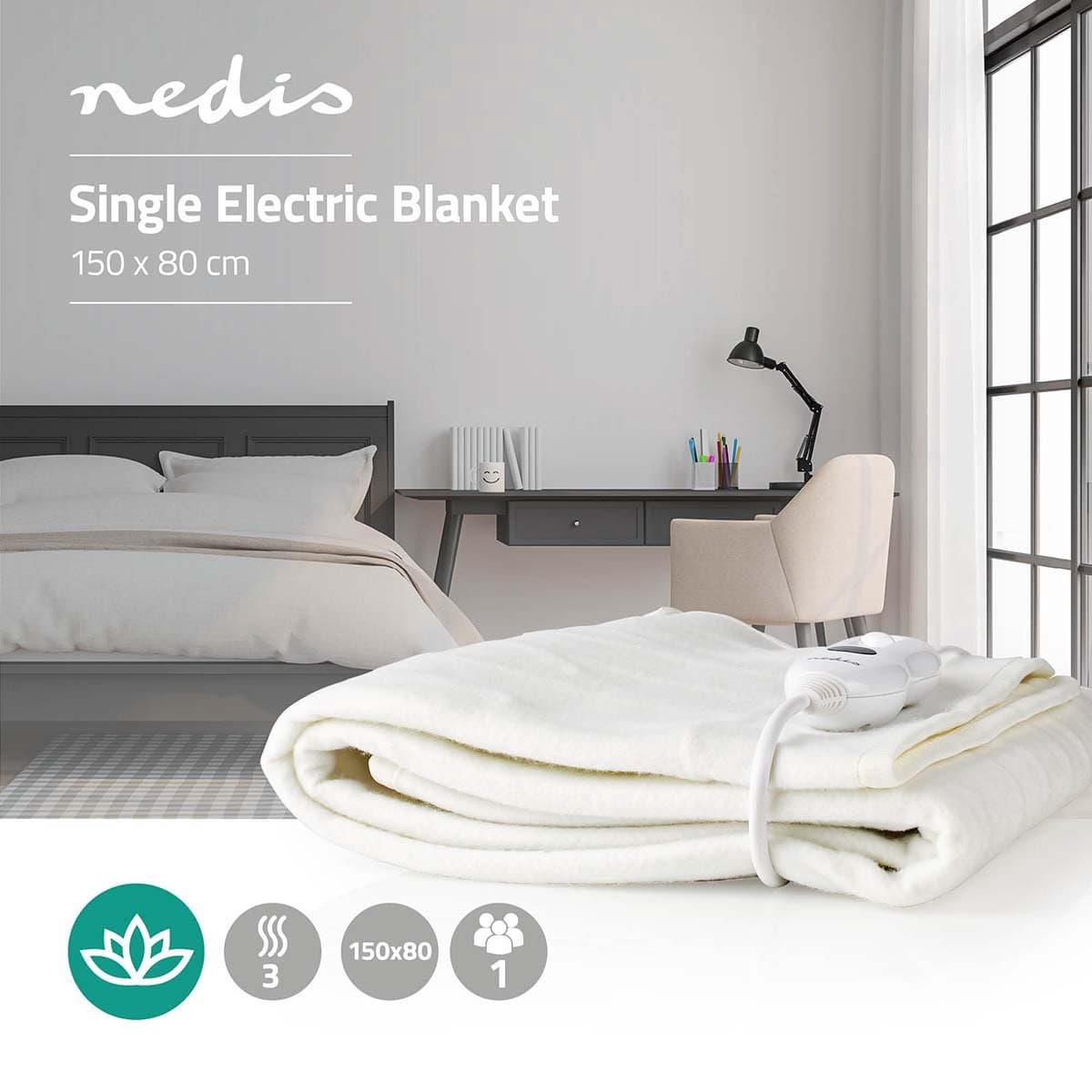 Nedis Elektrische Onderdeken – 1 Persoon Warmtedeken – 150x80 cm – 3 Warmtestanden – Wasbaar thumbnail 7