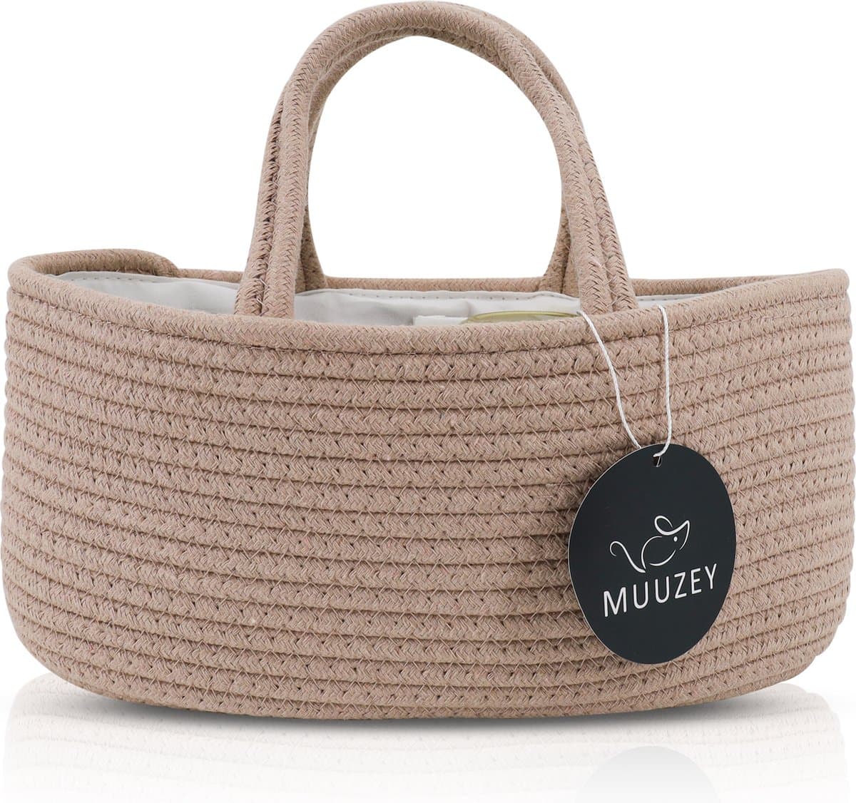 Muuzey Luiermandje - Crème - Luiermand - Luiertas en Commodemandje - Babykameraccessoires - Opbergmand kinderkamer - Kraamcadeau - Babyshower thumbnail 2