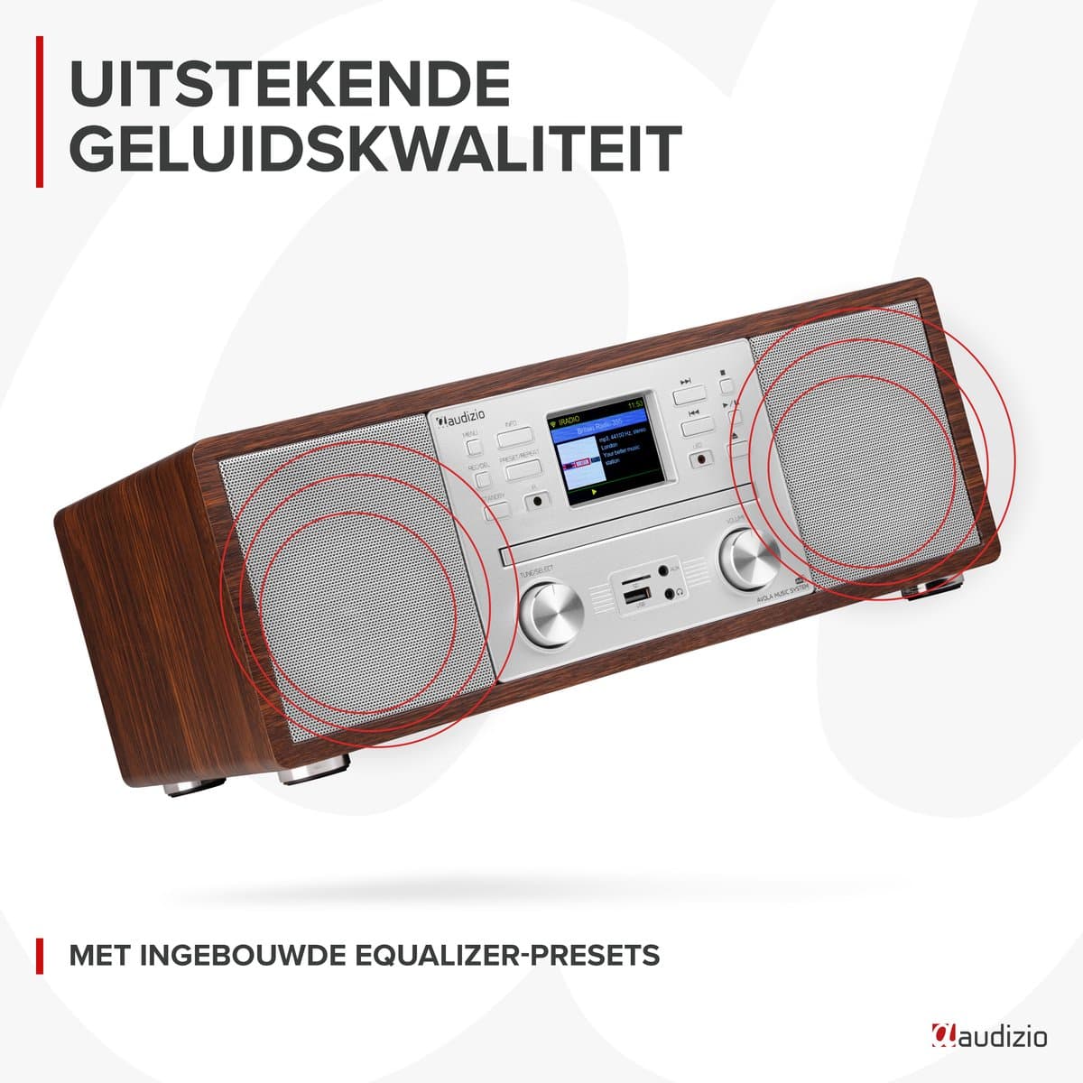 Internetradio - Audizio Avola alles-in-één radio met Bluetooth - DAB+/FM - CD speler - Zilver thumbnail 8