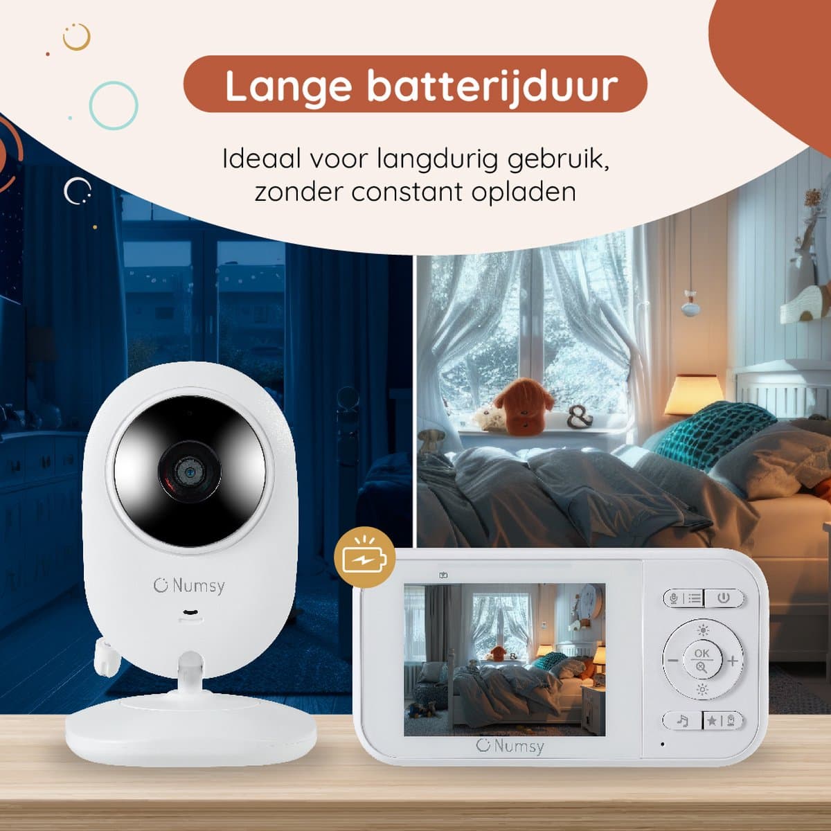 Numsy Babyfoon met Camera - Baby Monitor met VOX - Nachtzicht - Babyphone met Temperatuurweergave - Baby Monitor Uitbreidbaar tot 4 camera's thumbnail 5
