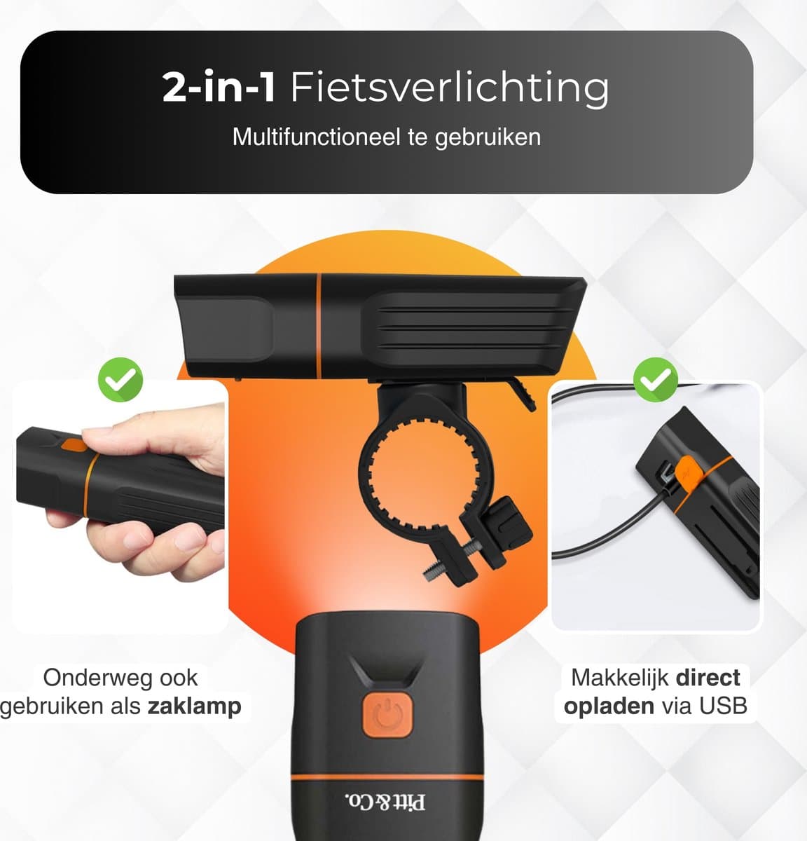 Fietsverlichting Set LED - Fietslamp Oplaadbaar - Fietslicht Voorlicht en Achterlicht - Waterdicht 500 Lumen MTB & Racefiets Verlichting - Fietslampjes thumbnail 4