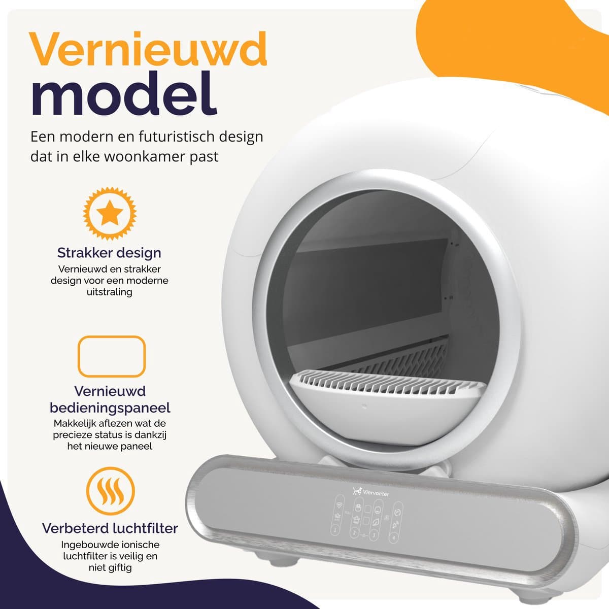 Viervoeter Fresh 2 - Automatische Zelfreinigende Kattenbak – Bedienen via App – 65L - incl matje en 3 rollen opvangzakjes thumbnail 2