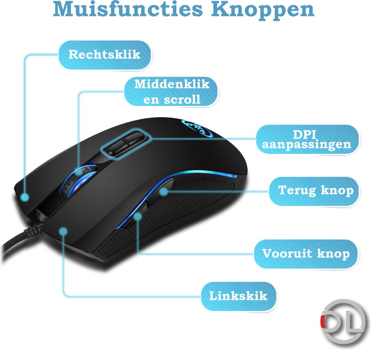 HXSJ A869 Gaming Muis - 7 Programmeerbare Knoppen, DPI 3200 - afbeelding 1