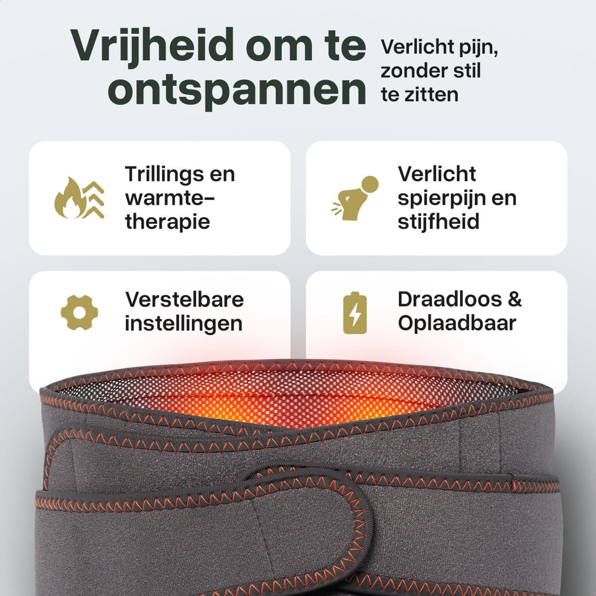 Jake Boss® Massageband Apparaat - Rugmassage met Infrarood Verwarmings Band - Rugband Onderrug - Warmteband Kussen voor Rug & Buik - Rugpijn Warmtegordel - Elektrisch Massagekussen - Warmte en Massage Apparaten thumbnail 7