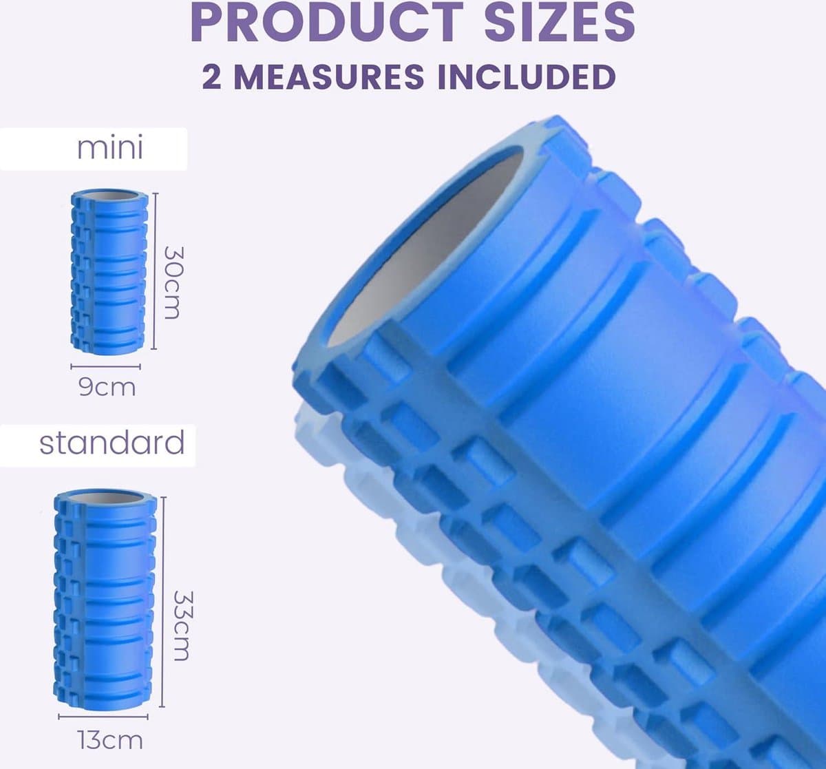 Mrs. Jones Foam Roller Fasciarol Schuimrubber rol - Fitness Massagerol voor Triggerpoint-Massage in Rug Nek Benen - Fasciatraining Gymnastiekrol voor Mannen en Vrouwen 33x14cm//30x9cm . thumbnail 3