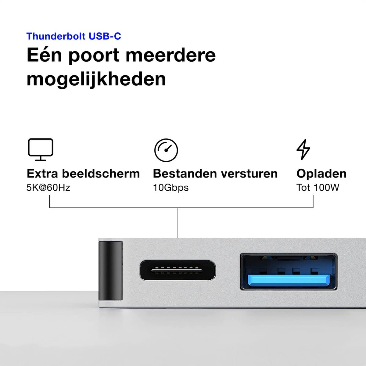 iMounts USB-C hub MacBook Air/Pro - HDMI - USB3.0 - Thunderbolt 3 - M1/M2/M3 - Zilver thumbnail 8