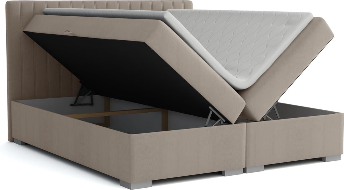 Meuba Home - Elysium Boxspring - Taupe - 180x200 - Stof - Met topper 8cm thumbnail 3