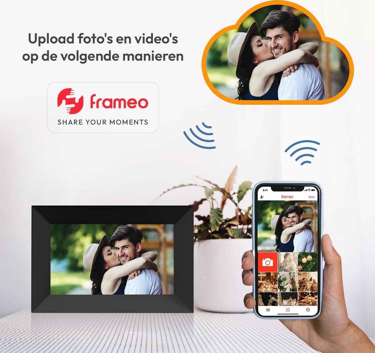 Digitale fotolijst met WiFi en Frameo App - 7 inch IPS Display - Fotokader met Touchscreen - 32GB - Zwart - Frameo digitale fotolijst - digitale fotokader - digitaal fotolijstje thumbnail 6