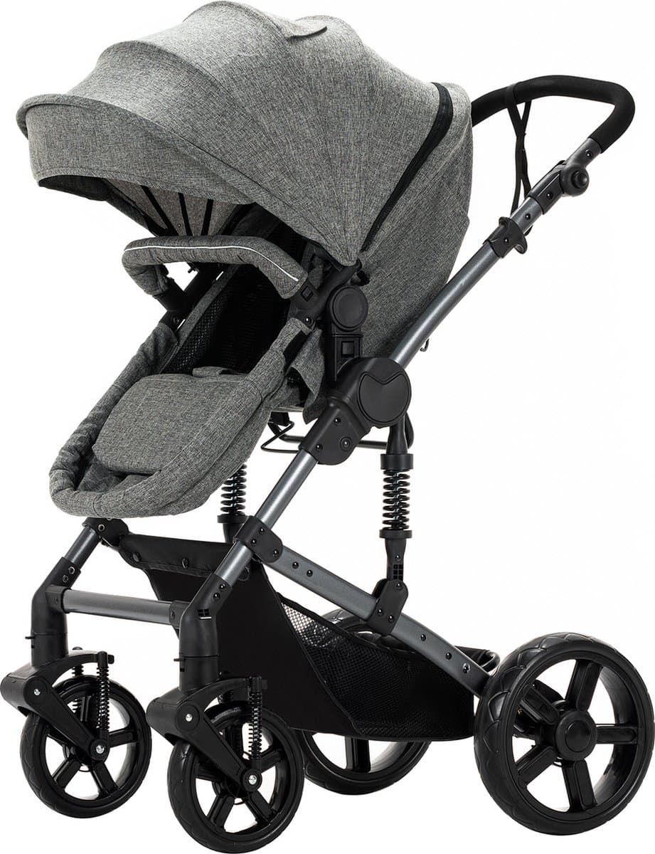 Luxe 3-in-1 Kinderwagen - Wandelwagen - Autostoeltje - Buggy - Reiswieg - Inklapbaar - 0-36 Maanden - Grijs thumbnail 6