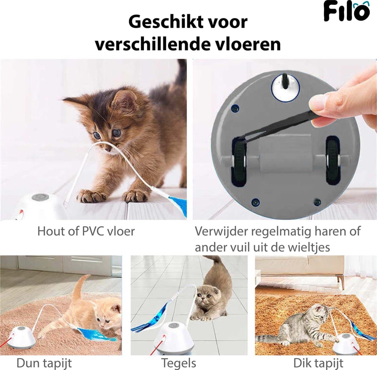 Filo Elektrisch Kattenspeelgoed met Laser - Interactief Rijdend Katten Speelgoed - Kattenspeeltjes Automatisch - Speelgoed Kat - Cat Toy - Kitten Speeltjes thumbnail 6