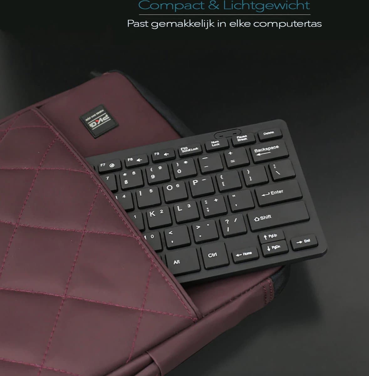 K001 Mini Toetsenbord, QWERTY (US), Ergonomisch en Ultradun, Zwart, Met draad, USB aansluiting, Mac + Windows thumbnail 4