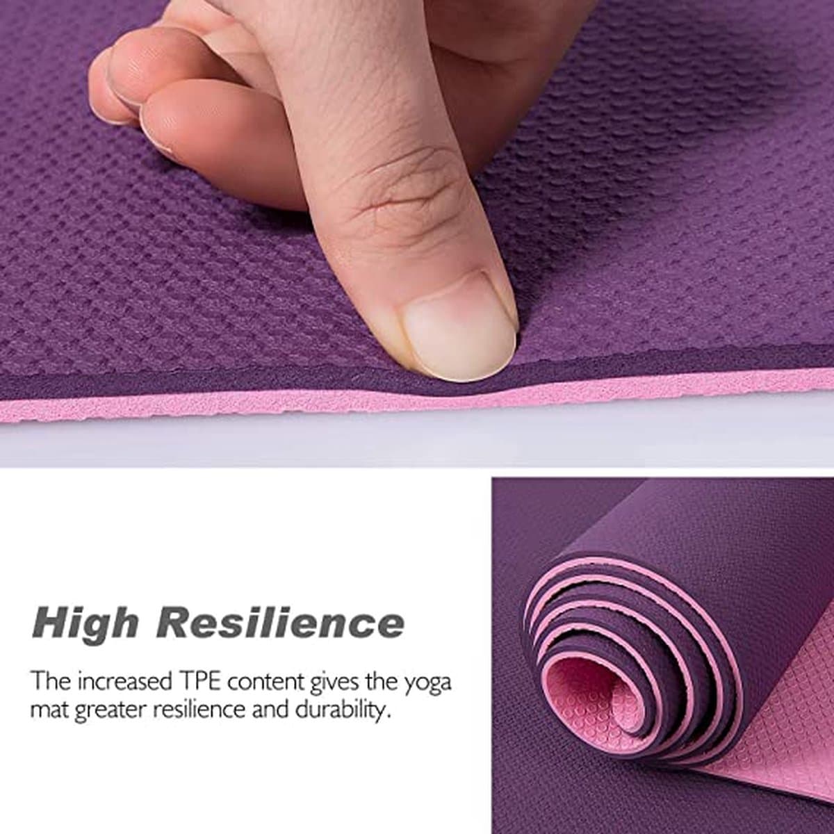 Bobbel Home - Premium Yoga mat - Anti slip -Extra dik - Inclusief Draagtas - Fitness - Pilates mat - Sport Mat - 183 x 60 cm - Roze thumbnail 2