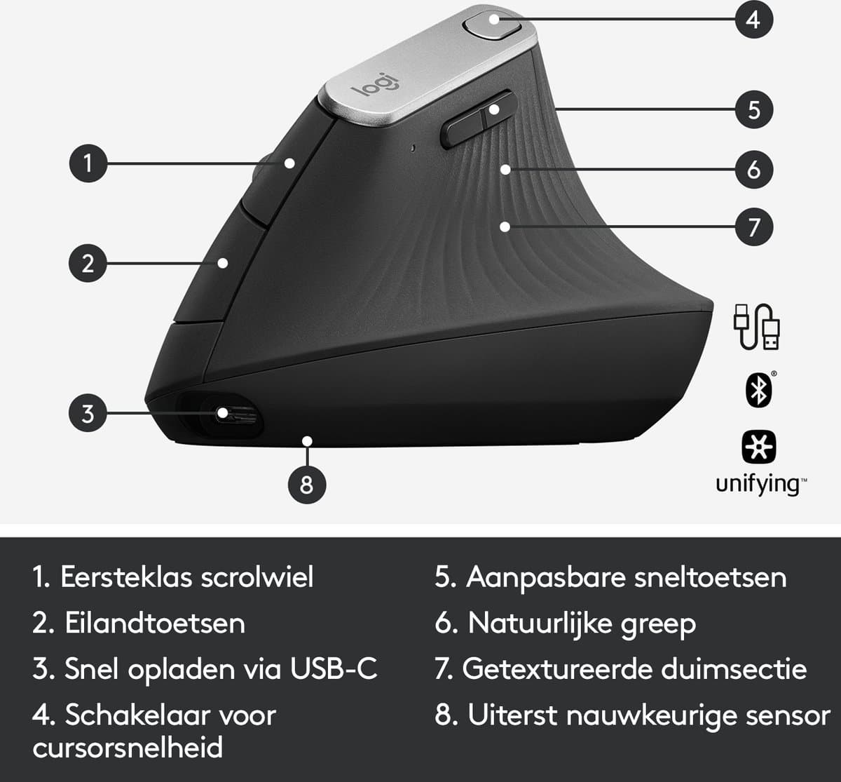 Logitech MX Vertical ergonomische muis thumbnail 7