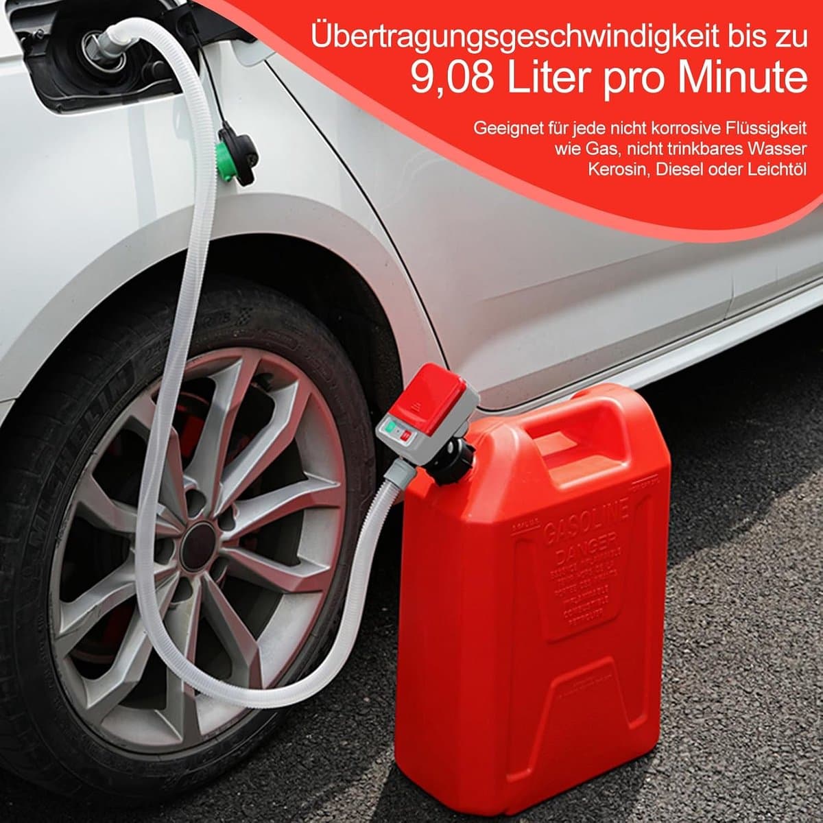 Hevelpompen - Elektrische Hevelpomp - 9.2L/min - Elektrische Hevelpomp met Auto-Stop Sensor - USB Oplaadbare Brandstofpomp - Transferpomp - Mobiele Vloeistofpomp - Universele Hevelaar - voor Diesel, Benzine en Water thumbnail 6