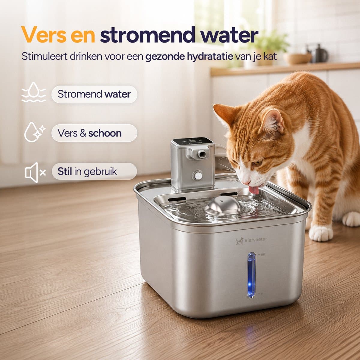 Viervoeter® Aqua Pro RVS drinkfontein met sensor thumbnail 8