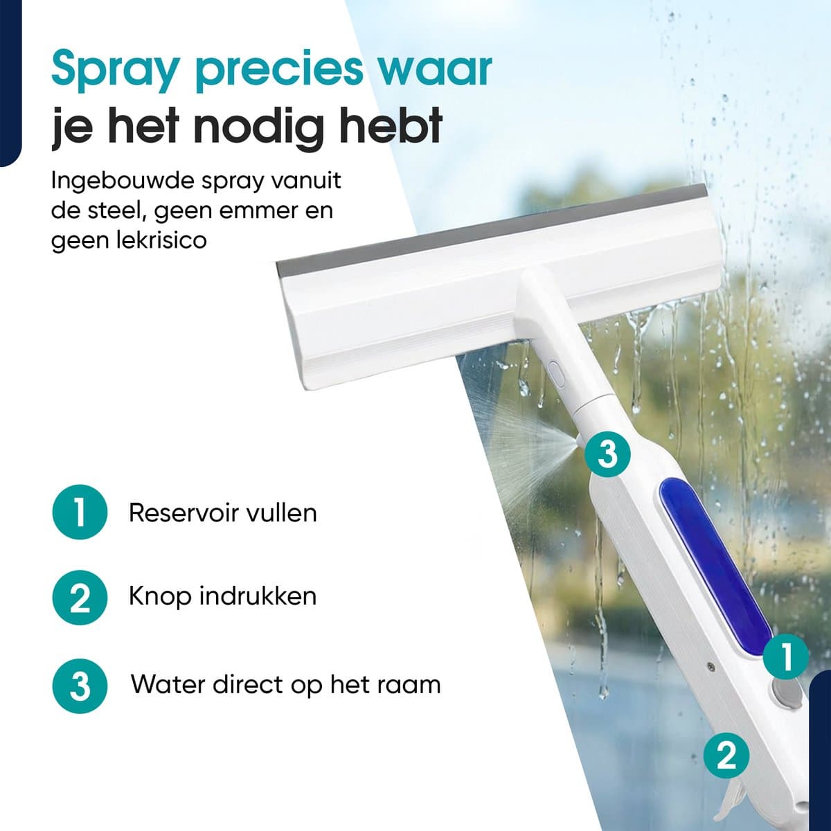 Tibagoods 4-in-1 Ramenwasser met Telescoopsteel - Ruitenreiniger - Raamwisser - Raamtrekker - Uitschuifbaar tot 146 cm - Incl. 3 microvezeldoeken - Met sprayfunctie thumbnail 2