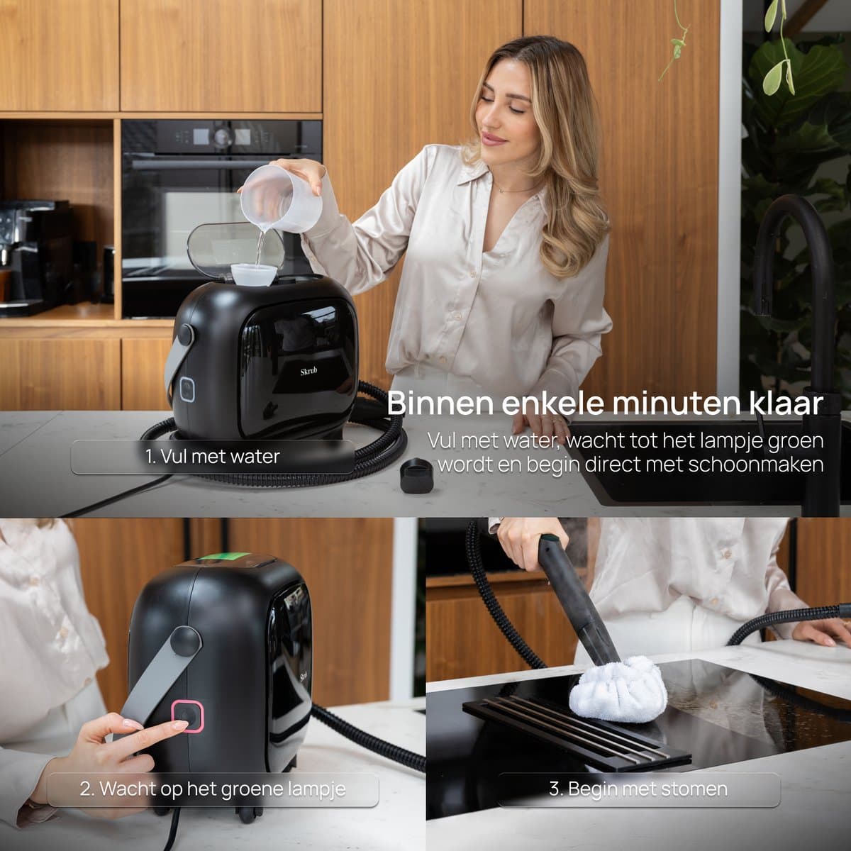 Skrub Stoomreiniger PRO – Tapijtreiniger – Handstomer – 1500W – Stoomdweil & Vloerreiniger – Carpet Cleaner met 20 Accessoires – 45 Min Stomen thumbnail 3