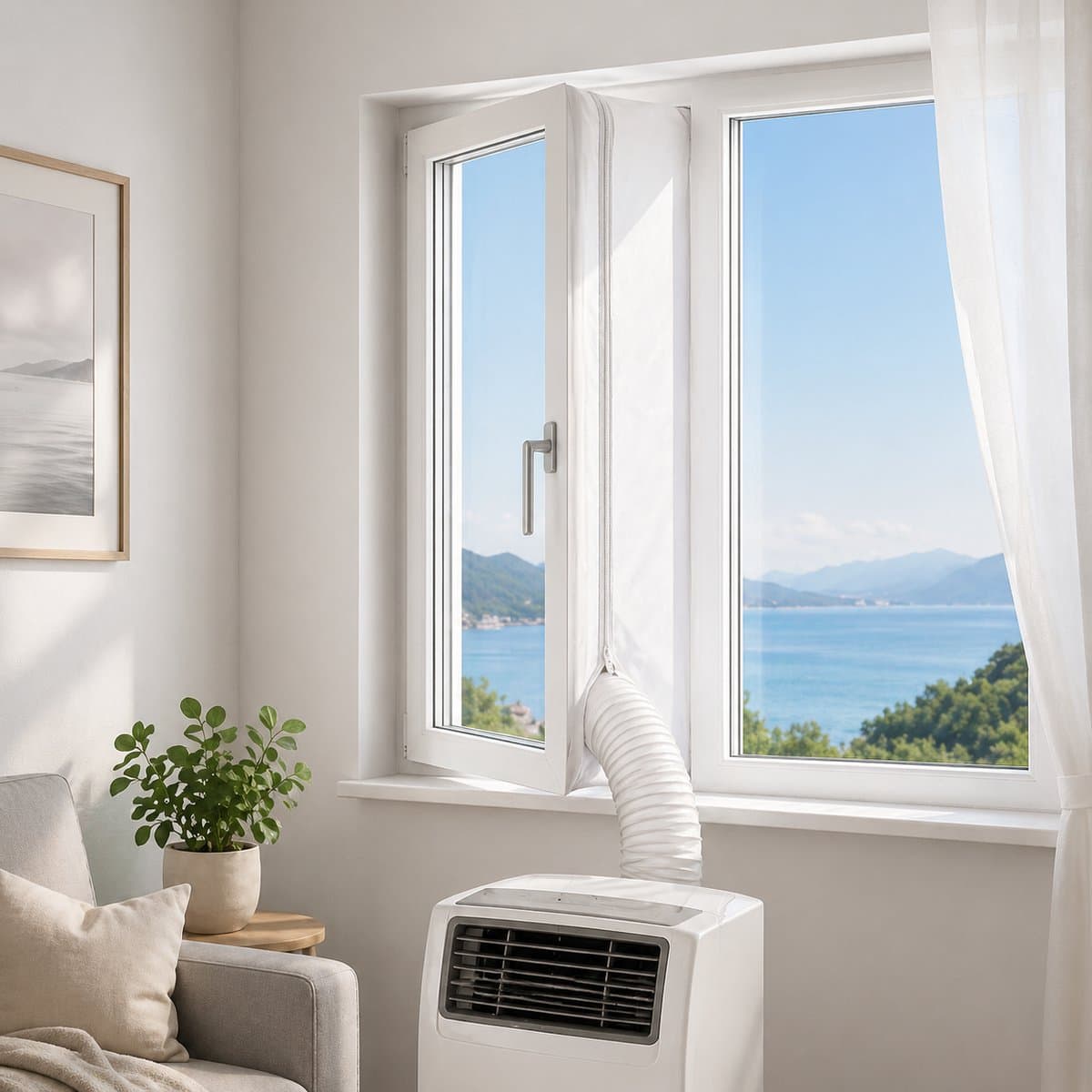 Airco Raamafdichtingskit – Mobiele Airco – Houdt Warmte en Insecten Buiten – Sneller Koel – Draaikiepraam – 400 cm