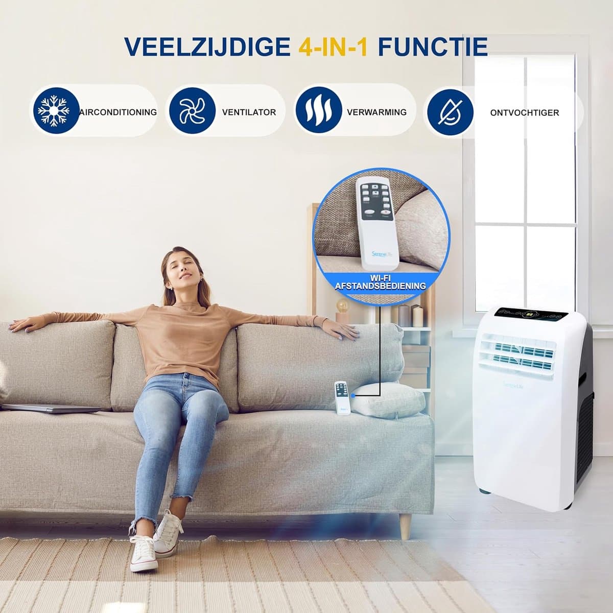 Mobiele airco draagbaar airconditioner met ontvochtiger afstandsbediening 9000 BTU thumbnail 7