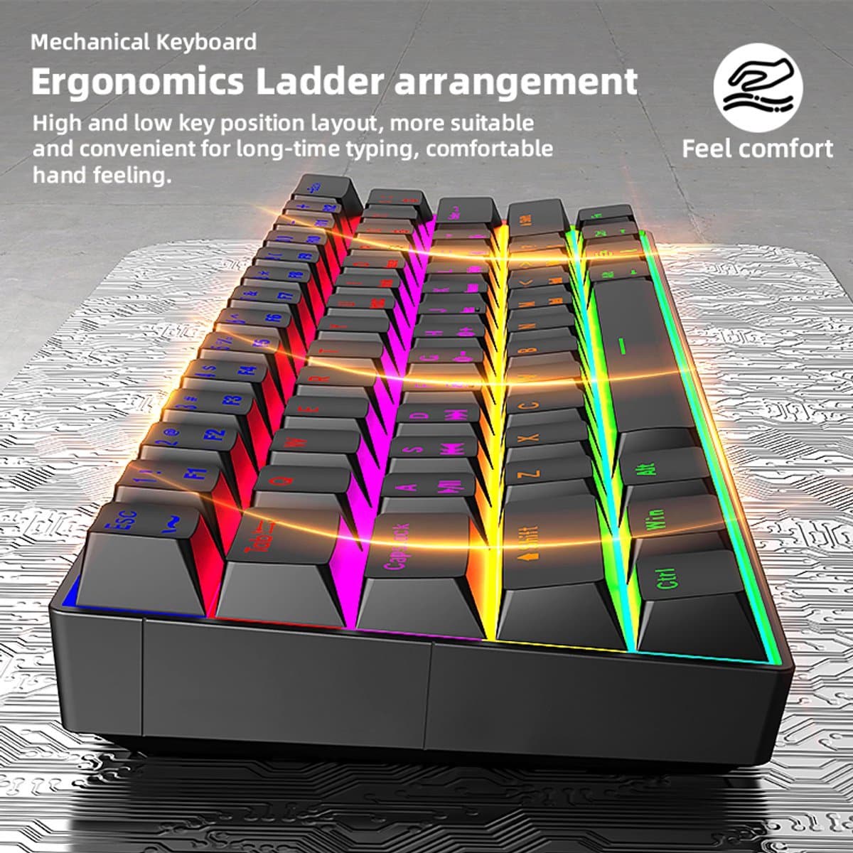 T68 Draadloos Mechanisch Toetsenbord - RGB - Bluetooth, 2.4GHz & USB-C - Brown Switches - Wit & Zwart thumbnail 5