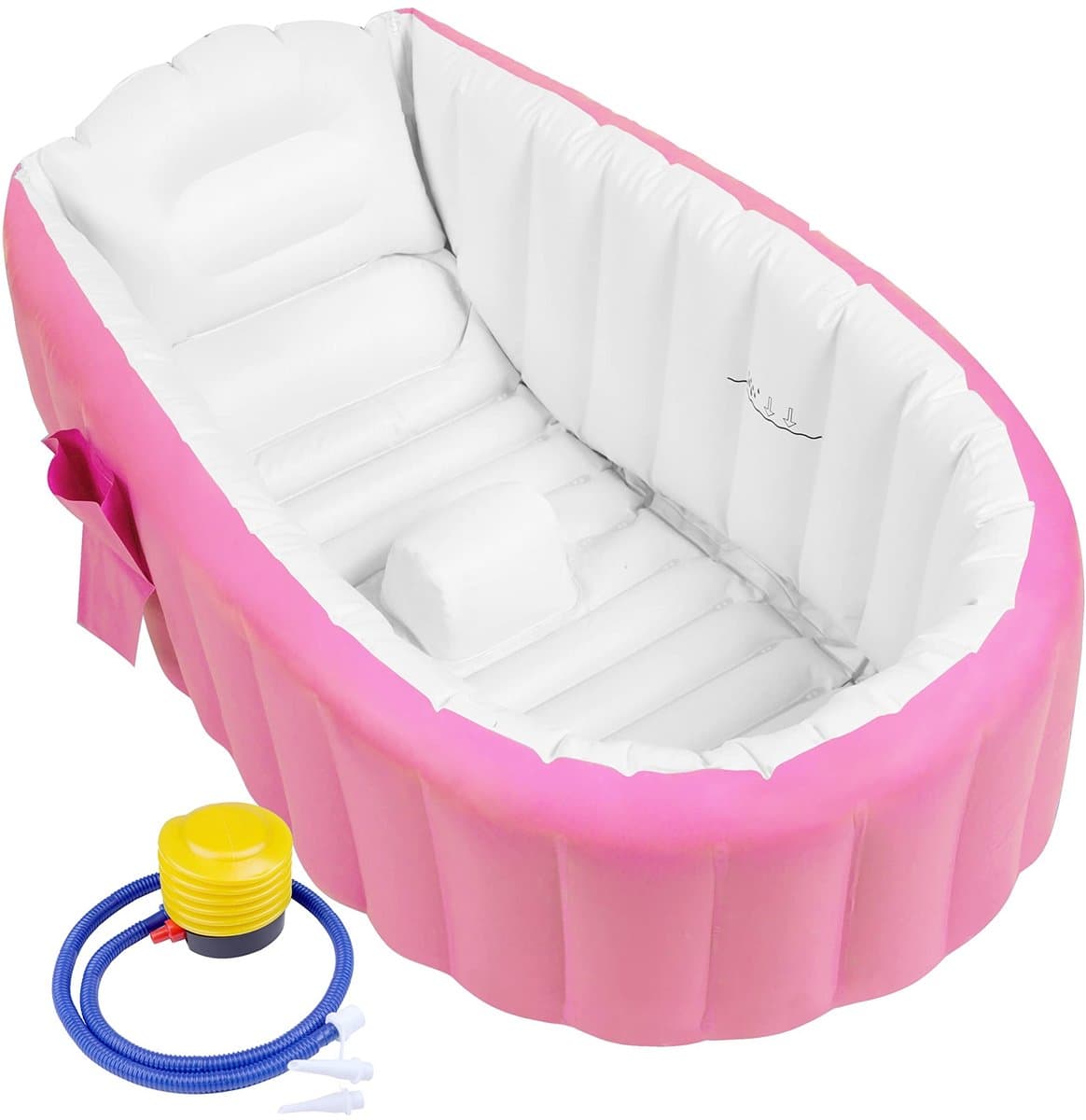 Dailygoods- Opblaasbare Badkuip - Inklapbaar - Zachte Bodem - 45° Rugleuning - Voor Pasgeborenen - PVC Materiaal - Roze Kleur - Babybadkuip thumbnail 3
