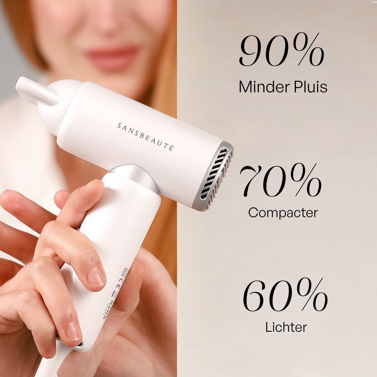 Sansbeauté® Föhn met Diffuser - EssentiaPRO Mini - Reisföhn met Opzetstukken - Reishaardroger - 110.000RPM - Sèche Cheveux - Ionische Haardroger met Borstel - Haarföhn met Defuser - Blow Dryer - Kappersfohn - 1300W - 220-240V thumbnail 2