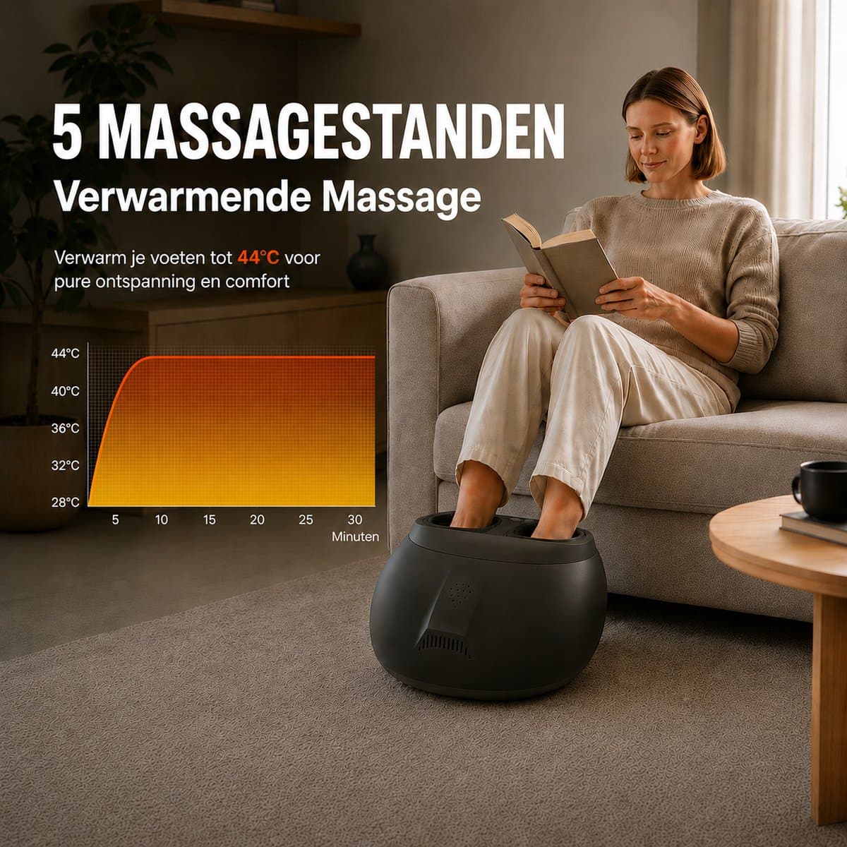 Northwall Voetmassage Apparaat - Shiatsu Voetmassage Met Luchtcompressie En Infrarood Warmte - Voor Verbeterde Bloedcirculatie, Ontspanning En Herstel - Inclusief Afstandsbediening thumbnail 5