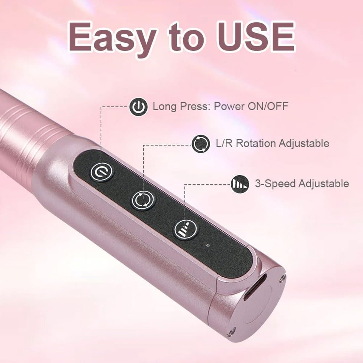 SnelShoppen - Draadloze Elektrische Vijl voor Nagels, 12-in-1 Oplaadbare Nagelset met 3 Instelbare Snelheden tot 20000rpm, Professionele Nagelverzorgi thumbnail 3