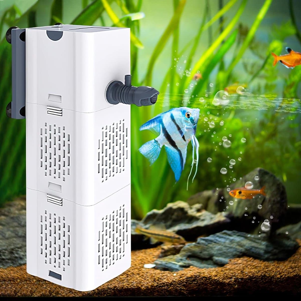 SnelShoppen - Binnenfilter voor Aquarium 60 Liter - Aquariumpomp met Filter, Zuurstofvoorziening, Golfvorming - Stille Filterpomp voor Troebel Water, thumbnail 6
