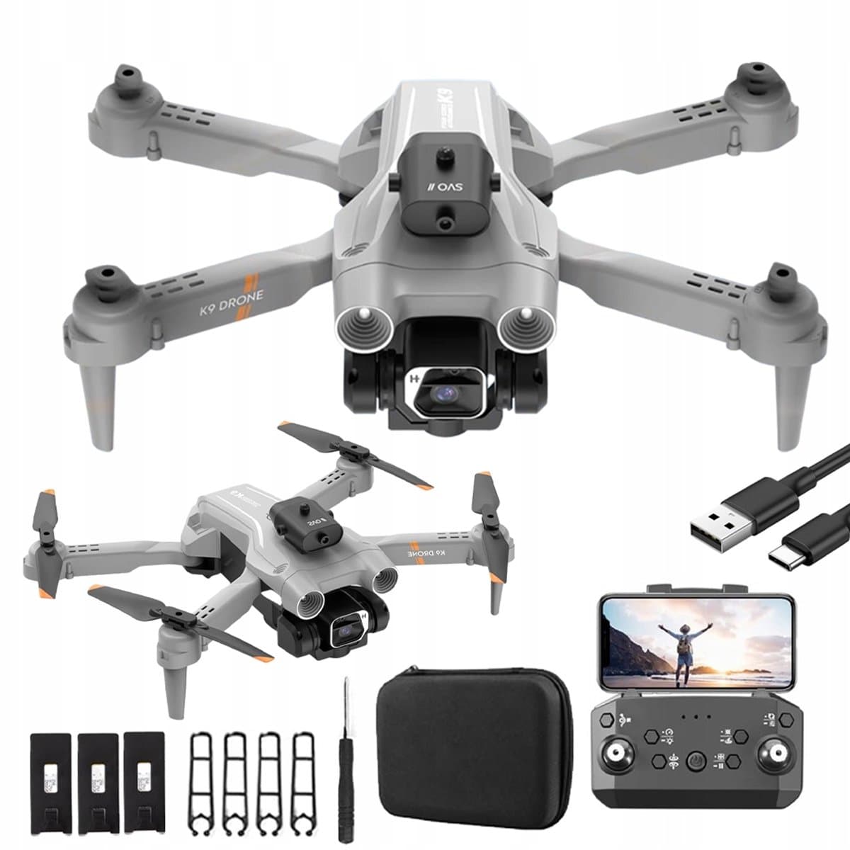 Drone met dubbele camera - quadcopter - Obstakel ontwijking - 4K - opvouwbaar - Inclusief opbergtas en 3 batterijen - voor luchtfotografie en buiten