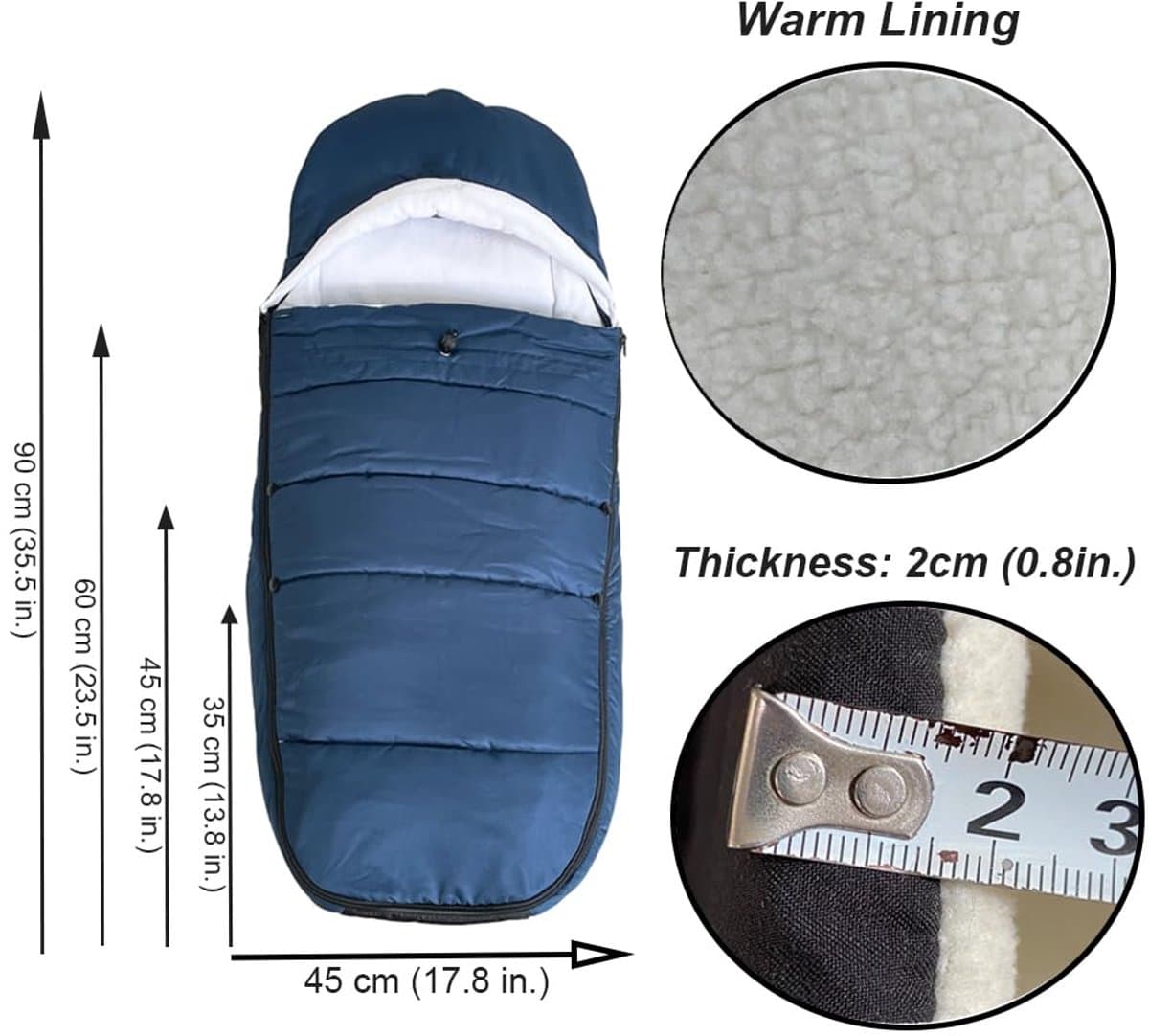 SnelShoppen - Universele Kinderwagen Voetenzak voor Babyzen, Stokke en Bugaboo - Wind- en Koudbestendig Materiaal - Gemakkelijk Schoon te Maken - Blau thumbnail 6