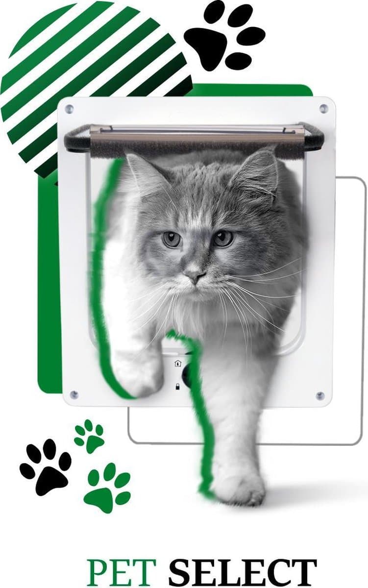 Kattenluik Wit met Tunnel – 4 Vergrendelingsstanden – Weerbestendig - Maat L thumbnail 3