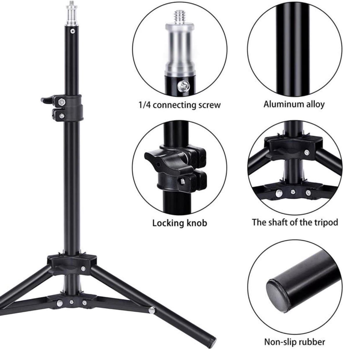 2x Camerastatief 210Cm Voor Fotocamera en Smartphone - iPhone - Canon - Nikon - Spiegelreflexcamera Inc. Bluetooth Remote Shutter, Telefoonhouder, 360 ° Draaigreep horizontaal - Smartphone Statief - Tripod HiCHiCO thumbnail 5