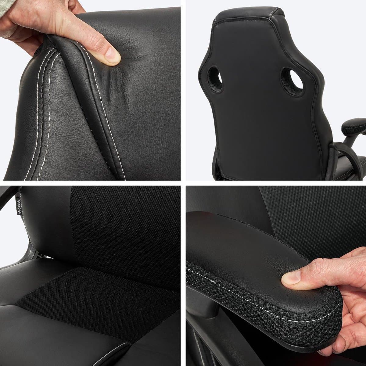 LifeGoods Gaming Stoel - Gamestoel - Verstelbaar in Hoogte - Comfortabele Gaming Chair - Kunstleer - Zwart thumbnail 5