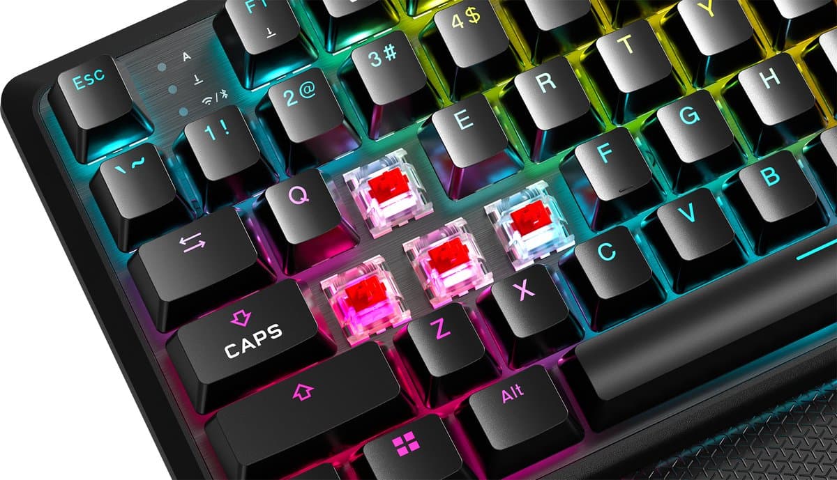 Corsair K70 CORE TKL - Draadloos Mechanisch Gaming Toetsenbord - RGB LED - MLX Red Switch - QWERTY - Zwart thumbnail 8