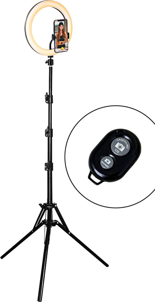 Bigben Connected, Set Influence XL Lichtring 26cm met Statief 1,6m, Zwart thumbnail 4