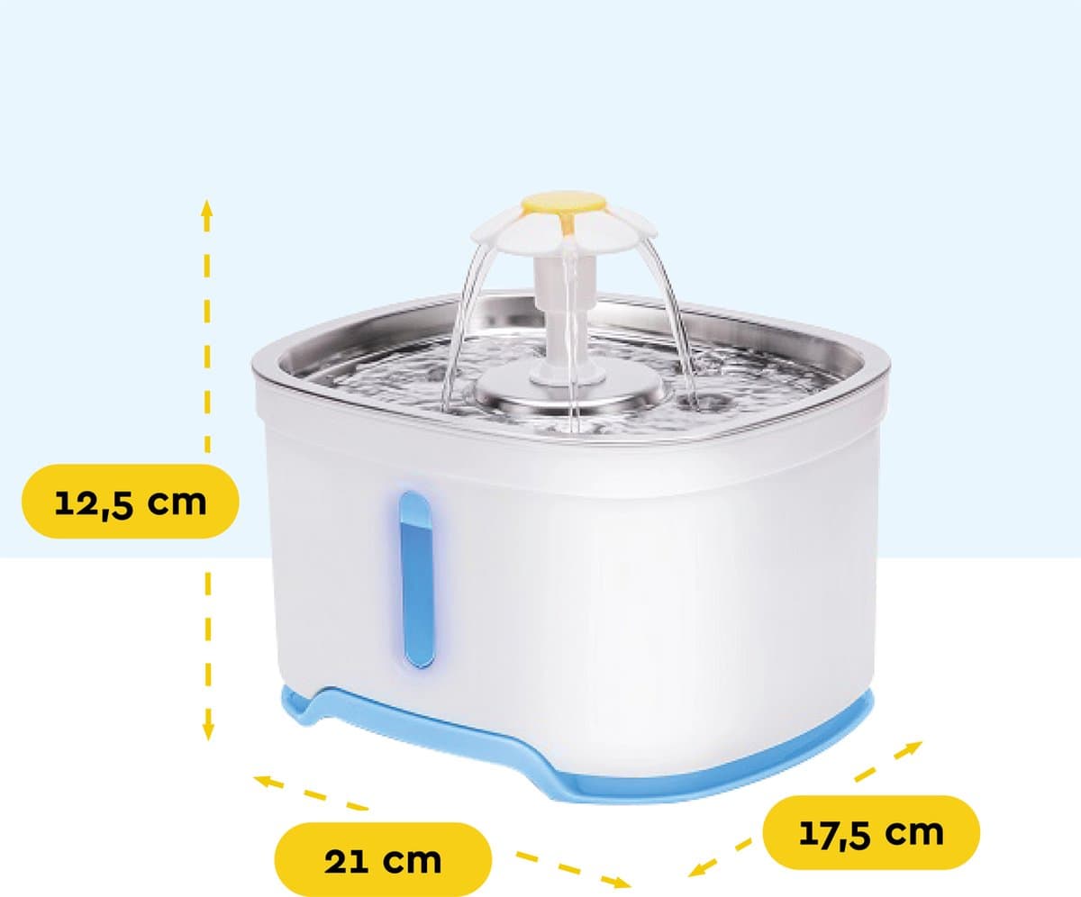BRASQ Drinkfontein kat en hond 2,5 Liter - Waterfontein - Kattenfontein - Waterdispenser - Dieren drinkbak - Wit - BPA vrij - geruisloos - Inclusief 4 reservefilters + accessoires thumbnail 7
