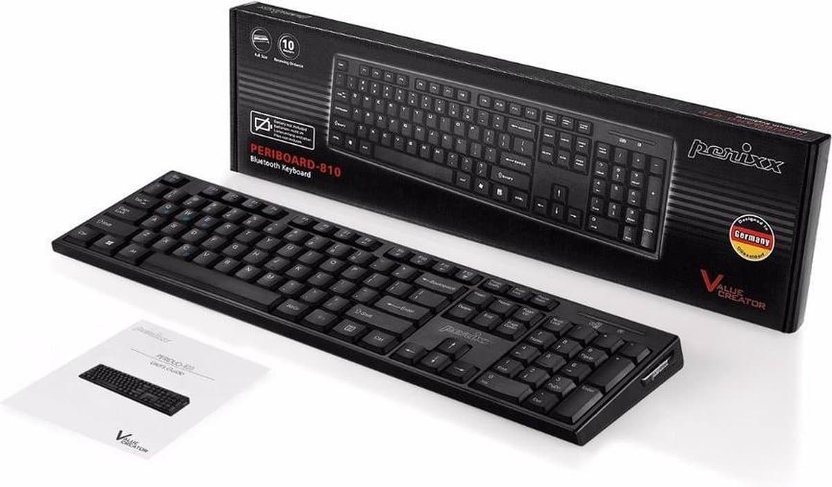 Perixx Periboard 810 - Bluetooth toetsenbord - stille toetsen - Full Size - QWERTY/US - Draadloos toetsenbord thumbnail 7