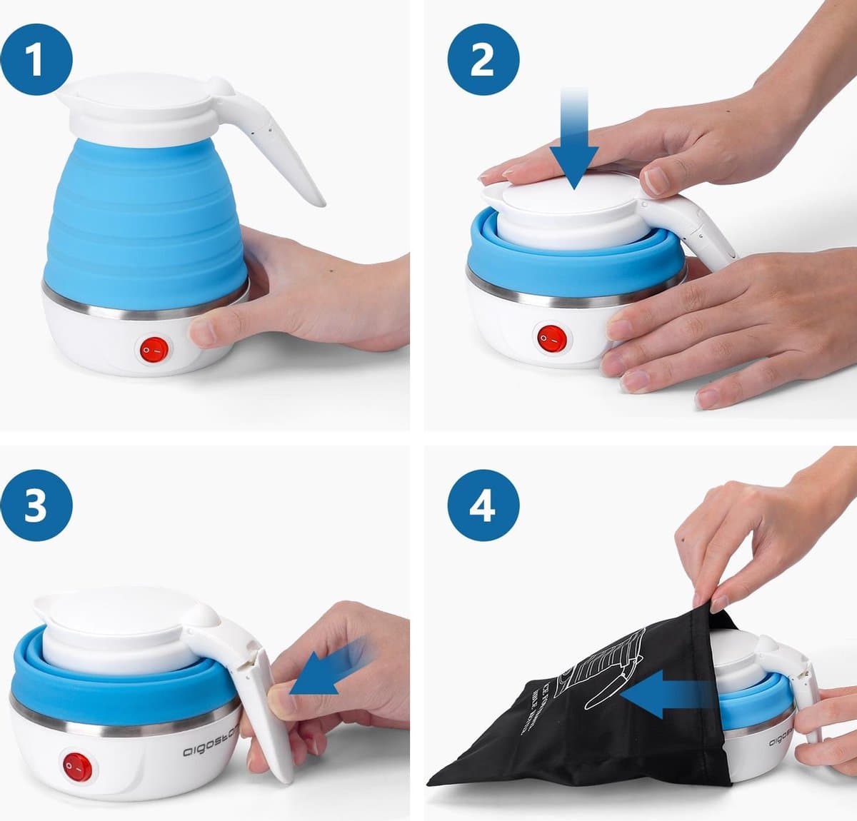 Aigostar Opvouwbare Mini Waterkoker 0,6L – Reis & Camping, Dual Voltage, BPA-vrij thumbnail 2