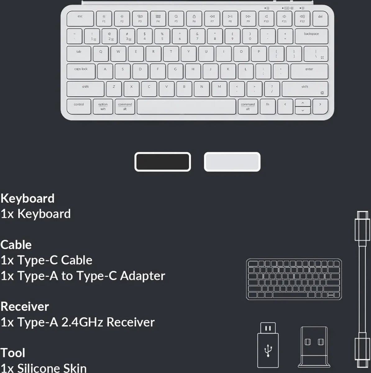 Keychron B1 Pro Ultra-Slim toetsenbord wit - B1P-K8 - Bedraad, Bluetooth, Radio(RF) thumbnail 5