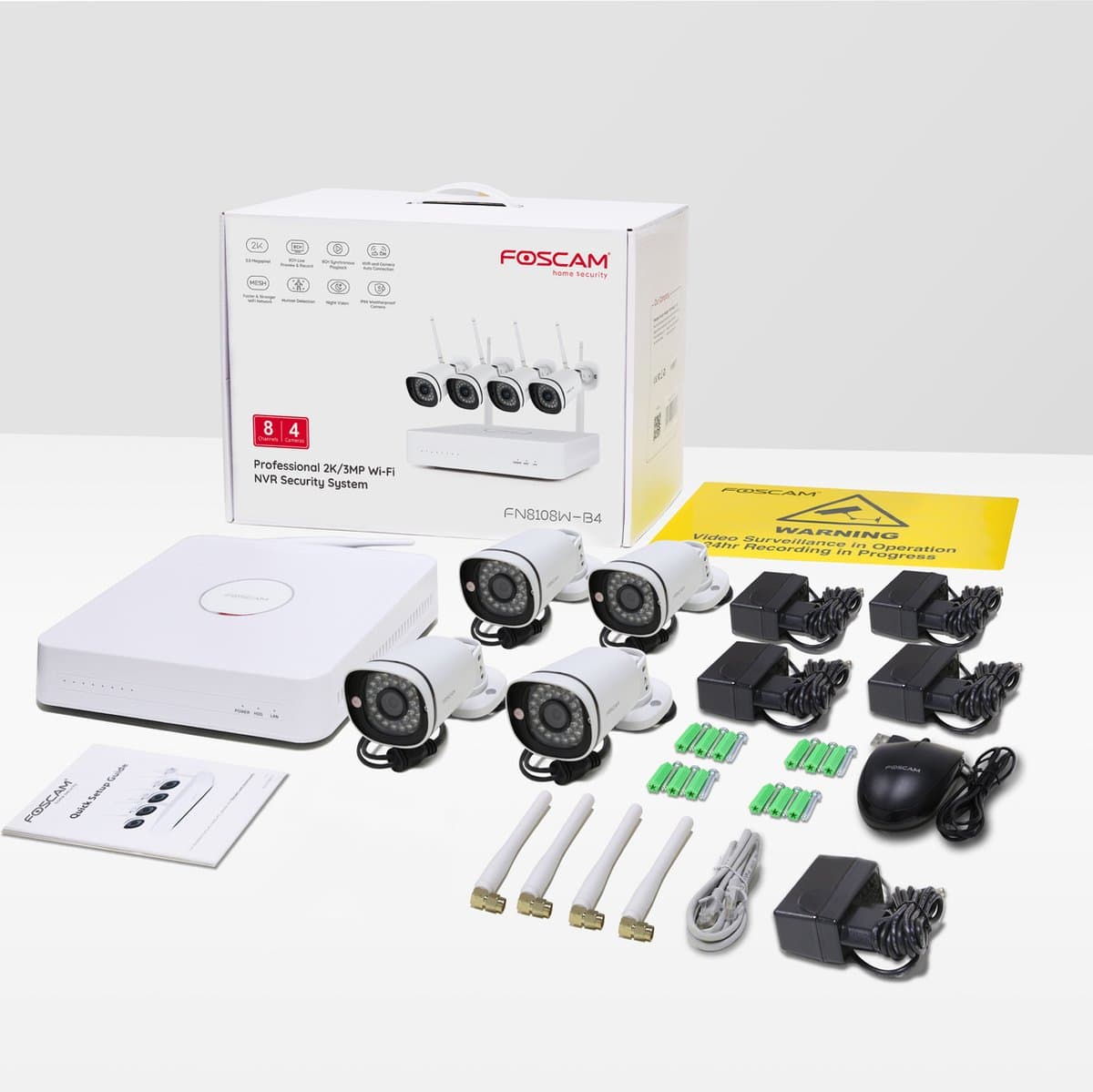 Foscam FN8108W-B4-1T: 4 draadloze camera's met 1TB en mesh thumbnail 2