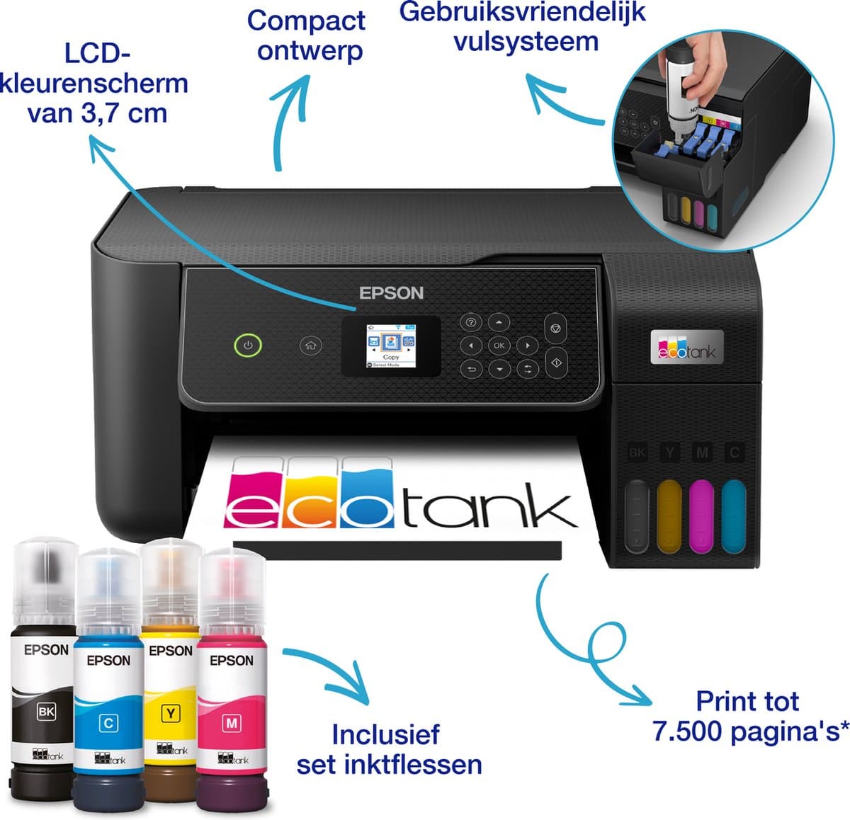 Epson EcoTank ET-2871 - All-in-One Inkttank Printer - Zwart thumbnail 2
