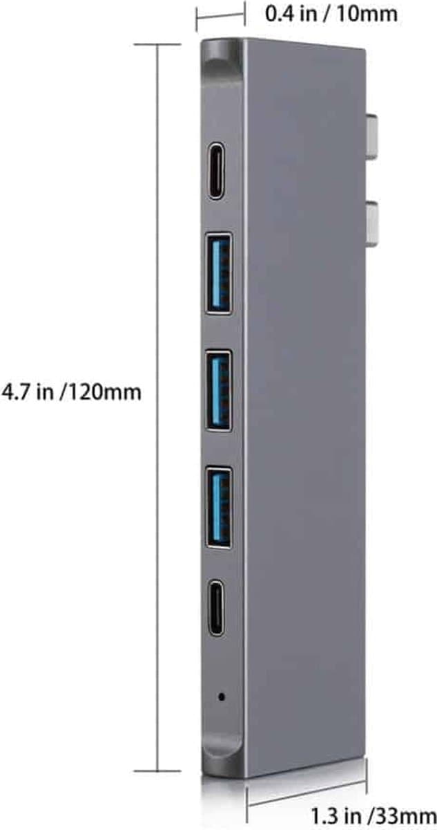 M-Teck Pro Dock X – HDMI 4K + 1 x Thunderbolt + 1 x USB-C+ 3 x USB3.0 + SD/MicroSD voor Macbook Pro en Macbook Air (Kleur: Space Grey ) thumbnail 3