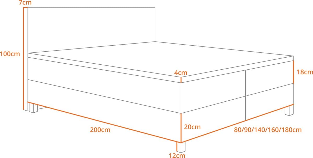Beddenbriljant Boxspring Bravo - 180x200 - Grijs - Bonellvering - Stof - Inclusief Topper - Bed compleet thumbnail 2