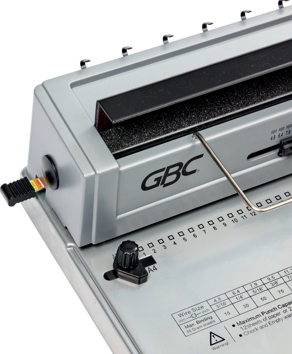 GBC W12 Handmatige Pons- en Wirebindmachine - Capaciteit 125 A4 vellen thumbnail 4
