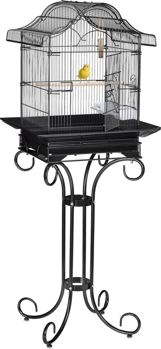 vogelkooi op standaard - met zitstok - 146,5 x 55 x 50 cm - parkietenkooi - kanariekooi - binnen