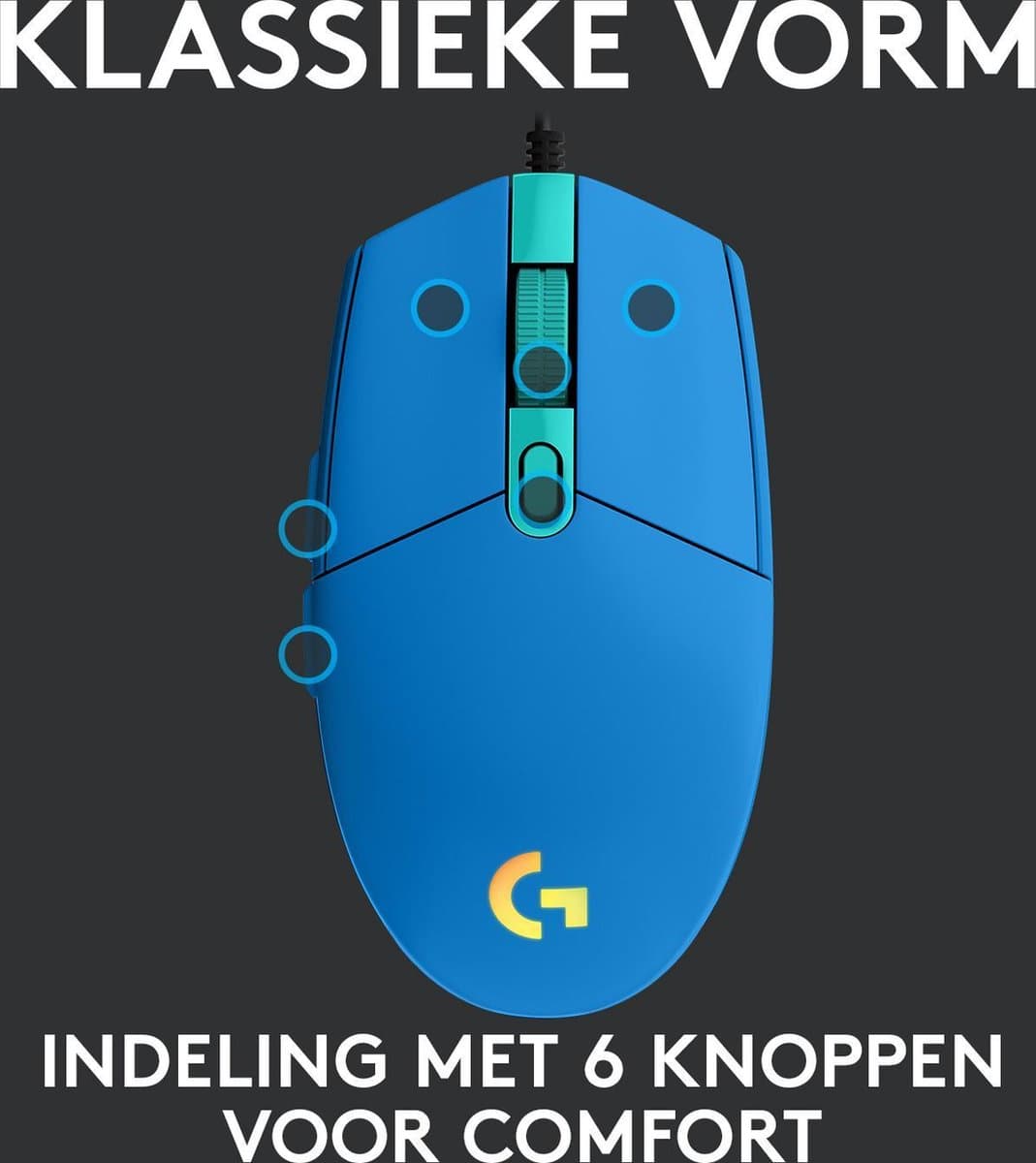 Logitech G203 LIGHTSYNC - Bedrade Gaming Muis - RGB verlichting - Blauw thumbnail 3
