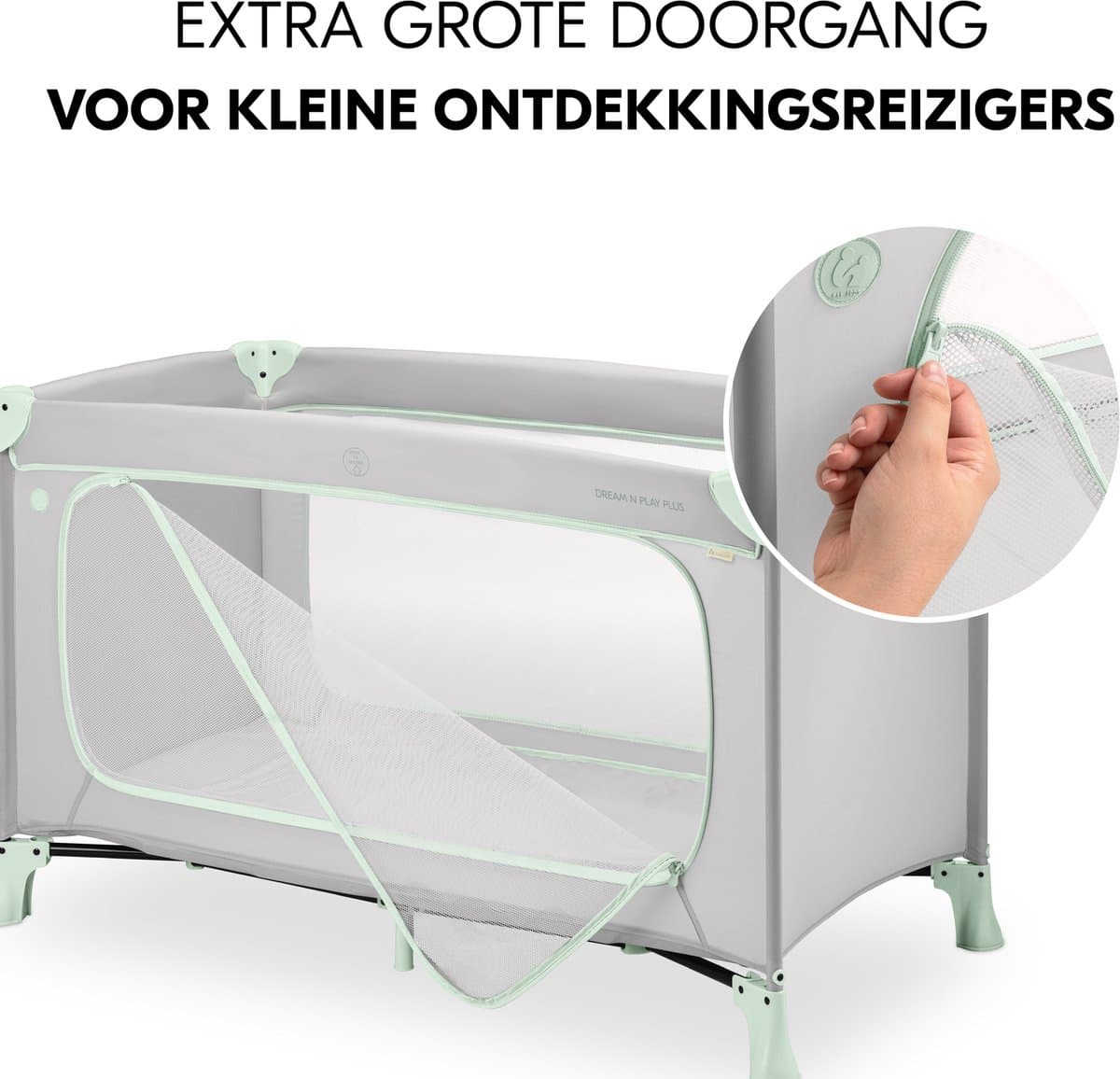 Hauck Dream N Play Plus - Campingbedje - Extra grote doorgang - Dusty Mint thumbnail 4